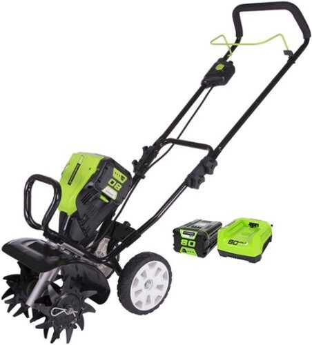 Rent to own Greenworks - 10 in. 80-Volt Tiller (2.0 Ah Battery and Rapid Charger Included) - Black