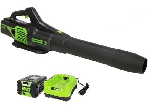 Rent to own Greenworks - 80-Volt 4.0Ah 730 CFM Blower w/ battery and rapid charger - green