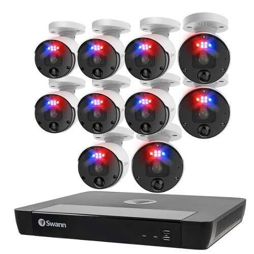 Rent To Own - Swann - ProEnforcer 16-Channel, 10-Cameras Indoor/Outdoor Wired 12MP Ultra HD 4TB NVR Security System - White