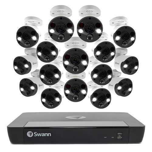 Rent to own Swann - Pro 16-Channel, 16-Cameras Indoor/Outdoor Wired 4K Ultra HD 2TB NVR Security Surveillance System - White