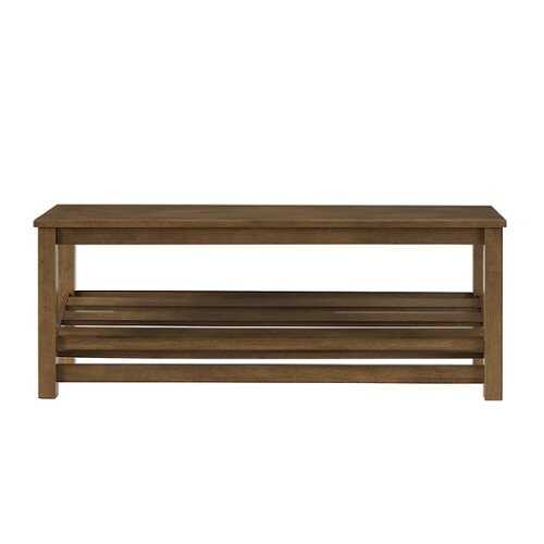 Walker Edison Rustic Entry Bench with Lower Shoe Storage Shelf