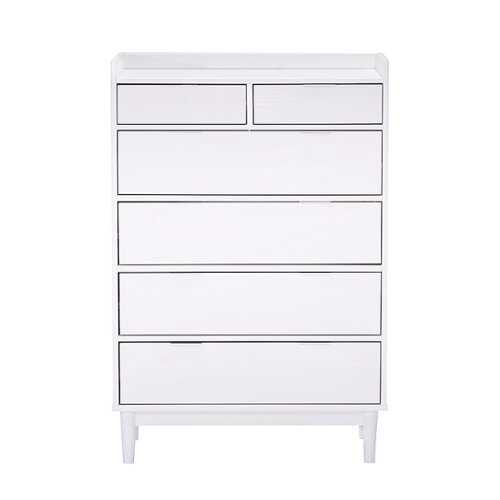 Rent to own Walker Edison - Mid Century Modern Solid Wood Tray-Top 6-Drawer Dresser - White