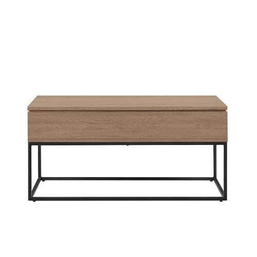 Rent to own Walker Edison - Modern Metal and Wood Lift-Top Coffee Table - Smoked Oak