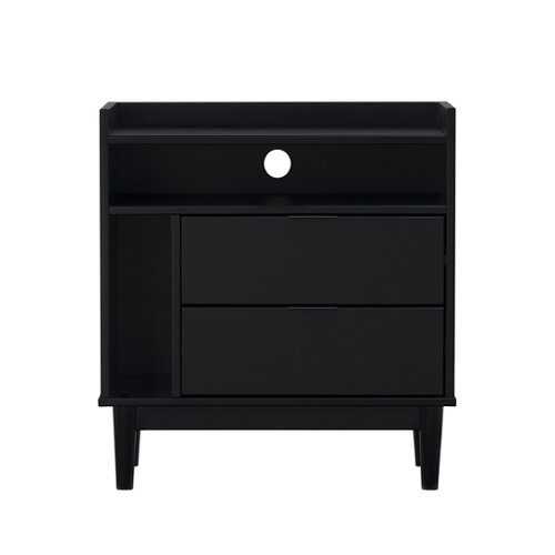 Rent to own Walker Edison - Mid Century Modern Solid Wood Tray-Top Nightstand - Black