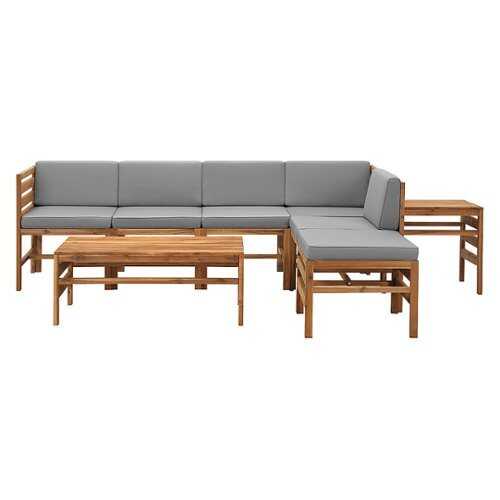 Rent to own Walker Edison - Modern Modular Acacia Wood Patio Set of 8 ...
