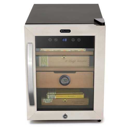 Rent to own Whynter - CHC-123DS 1.2 cu. ft. Stainless Steel Digital Control and Display Cigar Humidor with Spanish Cedar Shelves - Stainless Steel Door/Black Housing