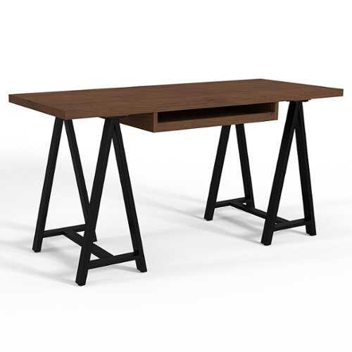 Simpli Home - Sawhorse Solid Veneer and Metal Desk - Walnut