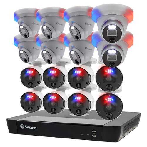Rent to own Swann - ProEnforcer 12MP Mega HD 16-Channel, 8-Bullet 8-Dome Camera Indoor/Outdoor 4TB NVR Security Surveillance System - White