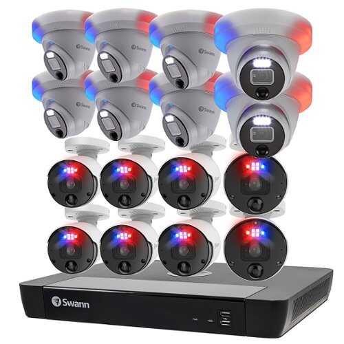 Rent To Own - Swann - ProEnforcer 4K Ultra HD 16-Channel, 8-Bullet 8-Dome Camera Indoor/Outdoor 2TB NVR Security Surveillance System - White