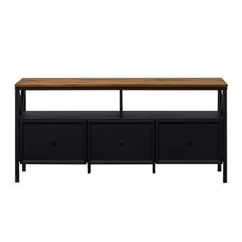 Rent to own Walker Edison - Modern Farmhouse Solid Wood TV Stand for Most TVs up to 65” - Rustic Oak/Black