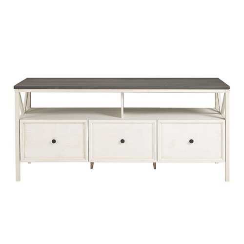 Rent to own Walker Edison - Modern Farmhouse Solid Wood TV Stand for Most TVs up to 65” - Grey/White Wash