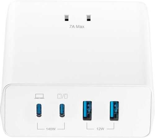 Rent to own Insignia™ - 140W 4-Port USB and USB-C Desktop Charger Kit for MacBook Pro 16” and More - White