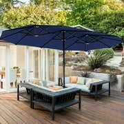 Rent to own S&W 13FT Outdoor Patio Umbrella Extra Large Double Sided Garden Umbrella with Crank Handle, Navy Blue