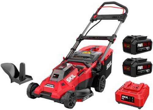 Rent to own Skil - PWR CORE 20 Brushless 20V 18-In Lawn Mower with Two 4.0 Ah Batteries and Dual Port Charger - Red/Black