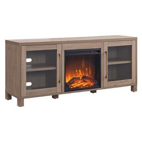 Rent to own Camden&Wells - Quincy Log Fireplace TV Stand for TVs up to 65" - Antiqued Gray Oak