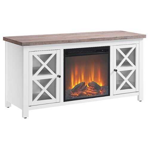 Rent to own Camden&Wells - Colton Log Fireplace TV Stand for TVs up to 55" - White/Gray Oak