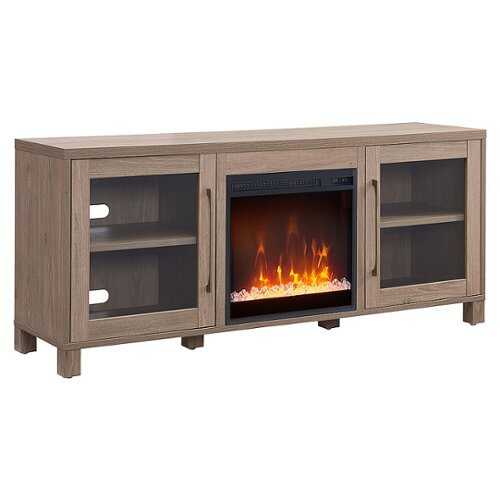 Rent to own Camden&Wells - Quincy Crystal Fireplace TV Stand for Most TVs up to 65" - Antiqued Gray Oak