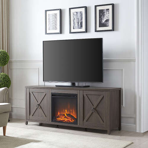 Rent to own Camden&Wells - Granger Log Fireplace TV Stand for TVs up to 65" - Alder Brown