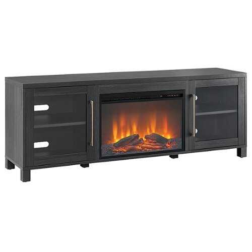 Rent to own Camden&Wells - Quincy Log Fireplace TV Stand for TVs up to 80" - Charcoal Gray