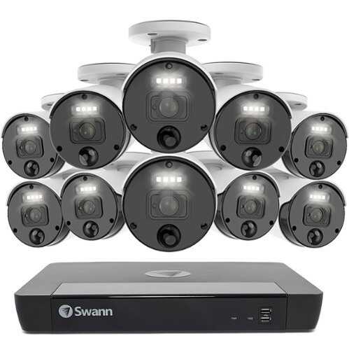 Rent to own Swann - Master Series 16-Channel, 10-Camera, Indoor/Outdoor PoE Wired 4K UHD 2TB HDD NVR Security Surveillance System