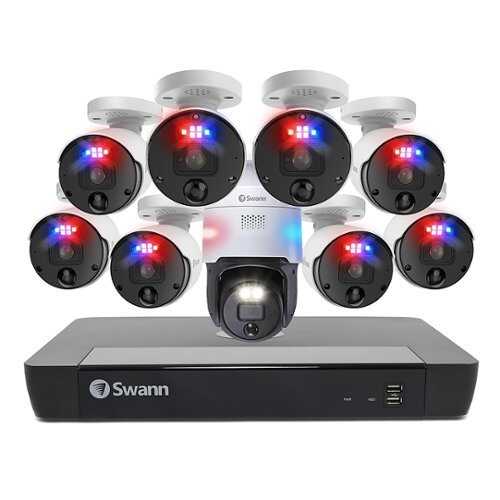Rent To Own - Swann - Enforcer NVR 16 Channel with 8 Enforcer Bullet 4K Cameras with PT900 4K Pan and Tilt Camera - White