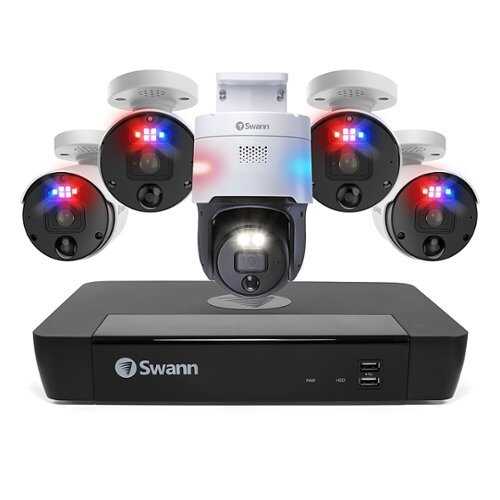 Rent To Own - Swann - Enforcer NVR 8 Channel with 4 Enforcer Bullet 4K Cameras with PT900 4K Pan and Tilt Camera - White