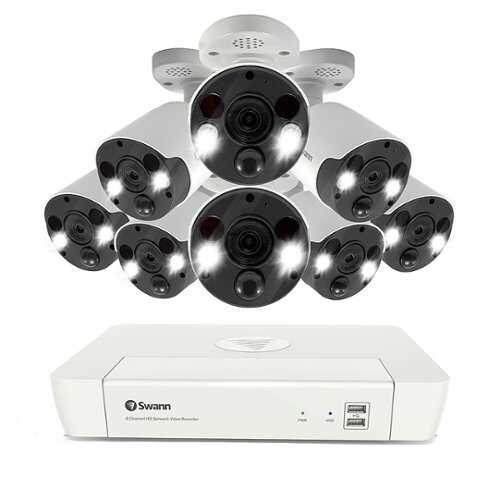 Rent To Own - Swann - 4K Ultra HD 8-Channel, 8-Camera NVR Security System - White