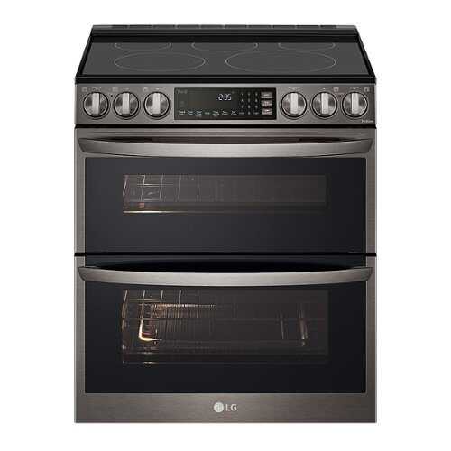 Rent to own LG - 7.3 Cu. Ft. Slide-In Double Oven Electric True Convection Range with EasyClean and InstaView - Black stainless steel