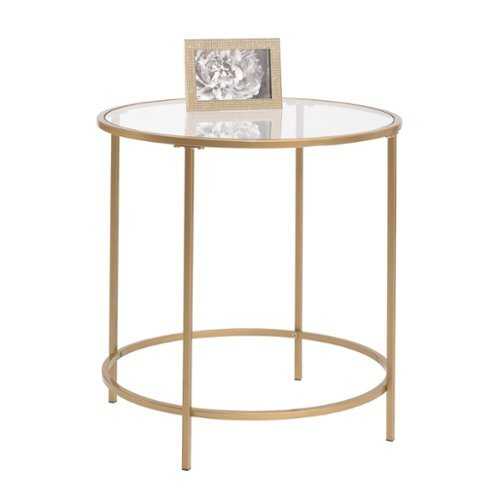 Rent to own Sauder - International Lux Round Side Table - Gold/Clear