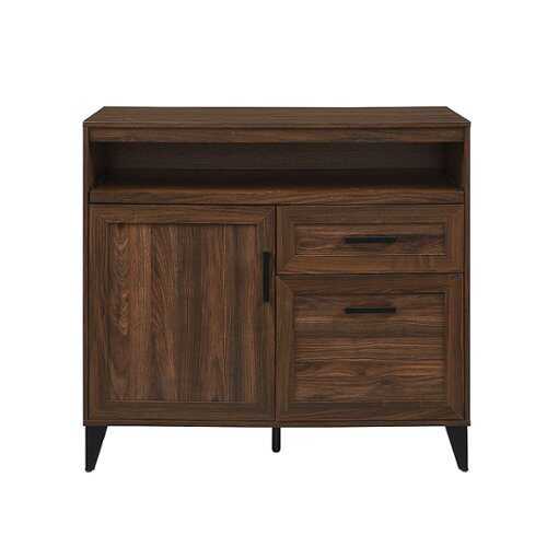 Rent to own Walker Edison - Modern Storage Secretary Desk with Gliding Shelf - Dark Walnut