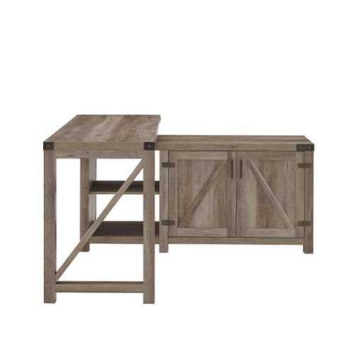 Rent to own Walker Edison - Modern Farmhouse L-Shaped Adjustable Desk - Grey Wash