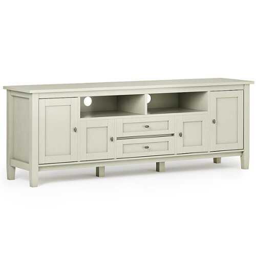 Rent to own Simpli Home - Warm Shaker 72 inch TV Media Stand - Antique White