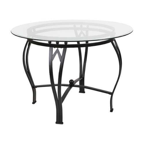 Rent to own Flash Furniture - Ashmont Collection Glass End Table with "S" Shaped Contemporary Steel Design - Clear Top/Black Frame