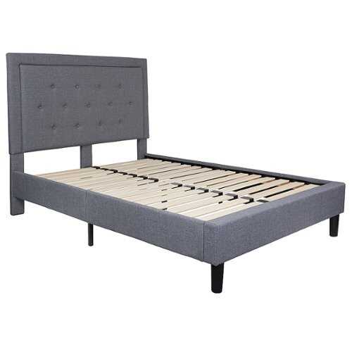Rent to own Flash Furniture - Roxbury Panel Tufted Upholstered Platform Bed - Light Gray