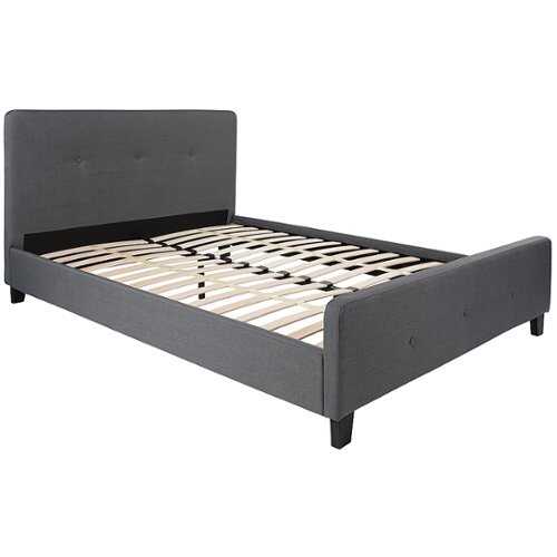 Rent to own Flash Furniture - Tribeca Button Tufted Upholstered Platform Bed - Dark Gray
