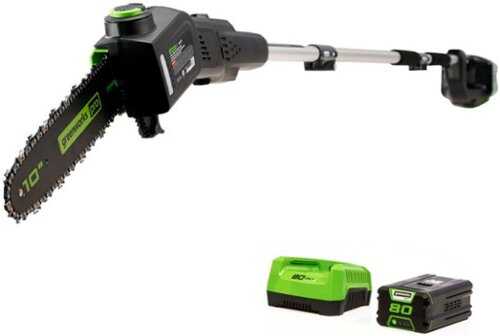 Rent to own Greenworks - 80V Cordless 10" Brushless Pole Saw (2.0Ah Battery and Rapid Charger Included) - Green