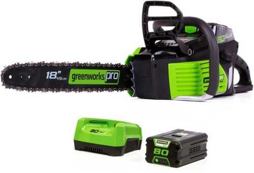 Rent to own Greenworks - 80V Cordless 18" Brushless Cordless Chainsaw (4.0Ah Battery and Rapid Charger Included) - Green