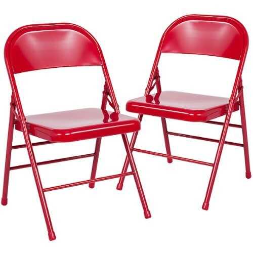 Rent to own Flash Furniture - 2 Pack HERCULES Series Triple Braced & Double Hinged Metal Folding Chair - Red