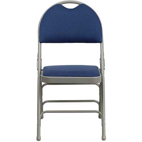 Rent to own Flash Furniture - 4 Pack HERCULES Series Extra Large Ultra-Premium Triple Braced Metal Folding Chair with Easy-Carry Handle - Navy Fabric/Gray Frame