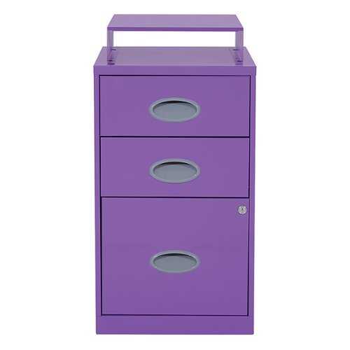 Rent to own OSP Home Furnishings - 3 Drawer Locking Metal File Cabinet Top Shelf - Purple