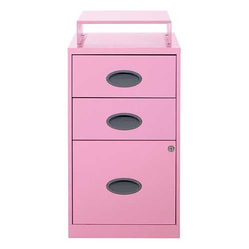 Rent to own OSP Home Furnishings - 3 Drawer Locking Metal File Cabinet Top Shelf - Pink