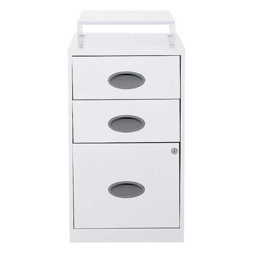 Rent to own OSP Home Furnishings - 3 Drawer Locking Metal File Cabinet Top Shelf - White