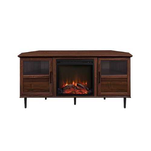 Rent to own Walker Edison - Contemporary Corner Fireplace TV Stand for Most TVs up to 65” - Dark Walnut/Black