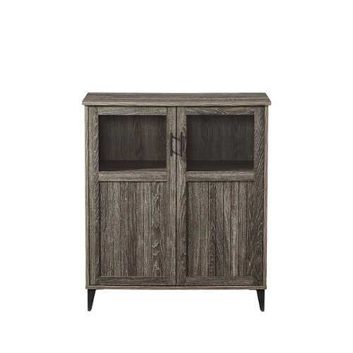 Rent to own Walker Edison - Classic Grooved Glass-Door Accent Cabinet - Cerused Ash