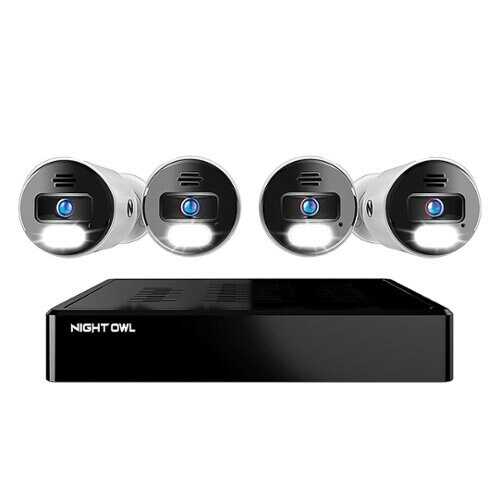 Rent to own Night Owl - 8 Channel Network Video Recorder with 4 Wired IP 4K HD Spotlight Cameras and 2TB Pre-Installed Hard Drive - Black and White
