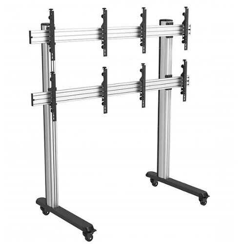 Rent to own Mount-It! - 2 x 2 Quad-Screen Video Wall Stand With Locking Casters - Black