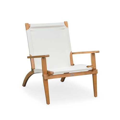 Rent to own Patio Sense - Walker Outdoor Folding Lounge Chair in Acacia and Ivory