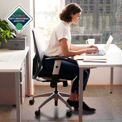 Rent to own Floortex - Advantagemat® Anti-Microbial Rectangular Chair Mat for Carpets up to 3/8" - 45" x 53" - Fresh Mist