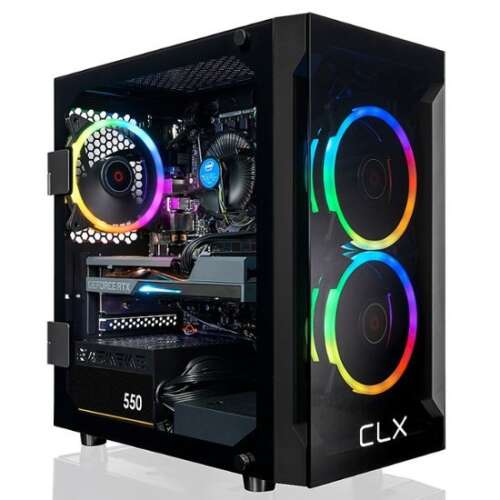 CLX - SET Gaming Desktop - Intel Core i7 10700F - 16GB Memory - GeForce RTX 3050 - 500GB M.2 NVMe SSD + 2TB HDD - Black
