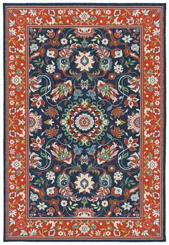 Rent to own Kaleen - Amalie Collection Navy 5' x 7'6" Area Rug - Tangerine